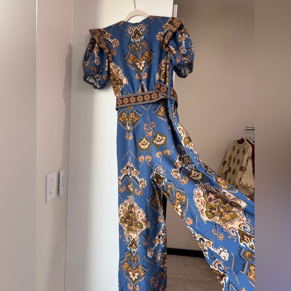 Farm Rio: Blue Ornament Floral Jumpsuit - Picture 11 of 14